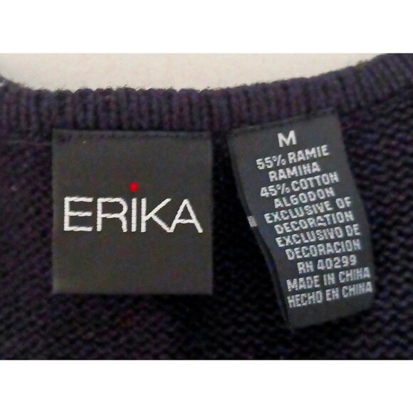 NWT Erika Knit XMAS Trees Vest Blk Cotton Embroidered w Beads Zip Front Sz M - Picture 5 of 9